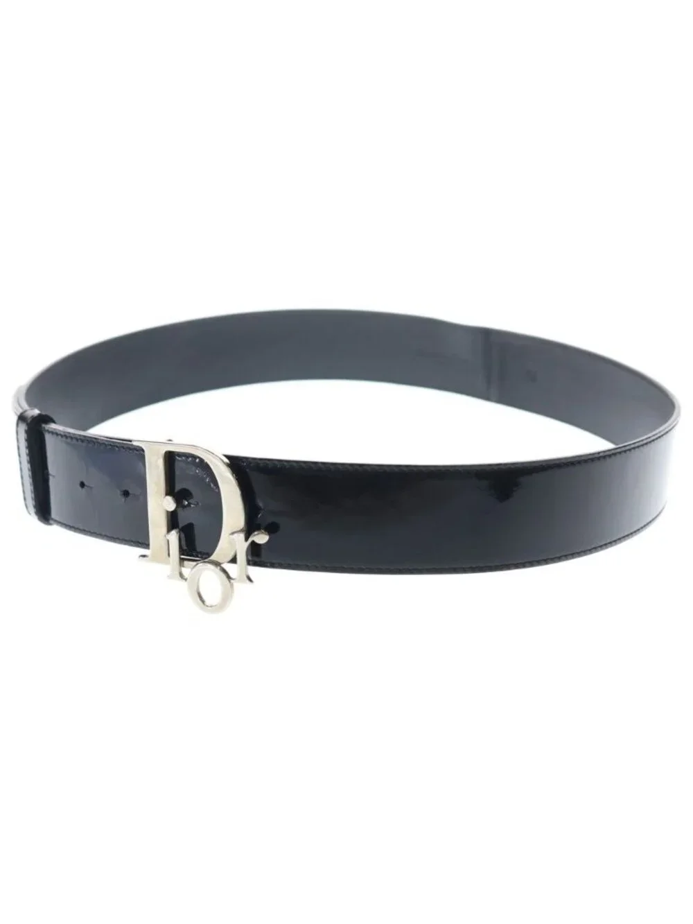 Dior Logo Buckle Patent Leather Belt Black